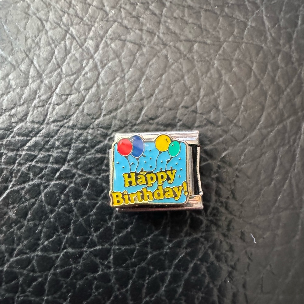Happy Birthday Italian Charm with Balloons